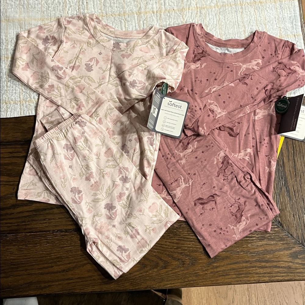 Charming Print Kids Pajama Set - Dusty Rose